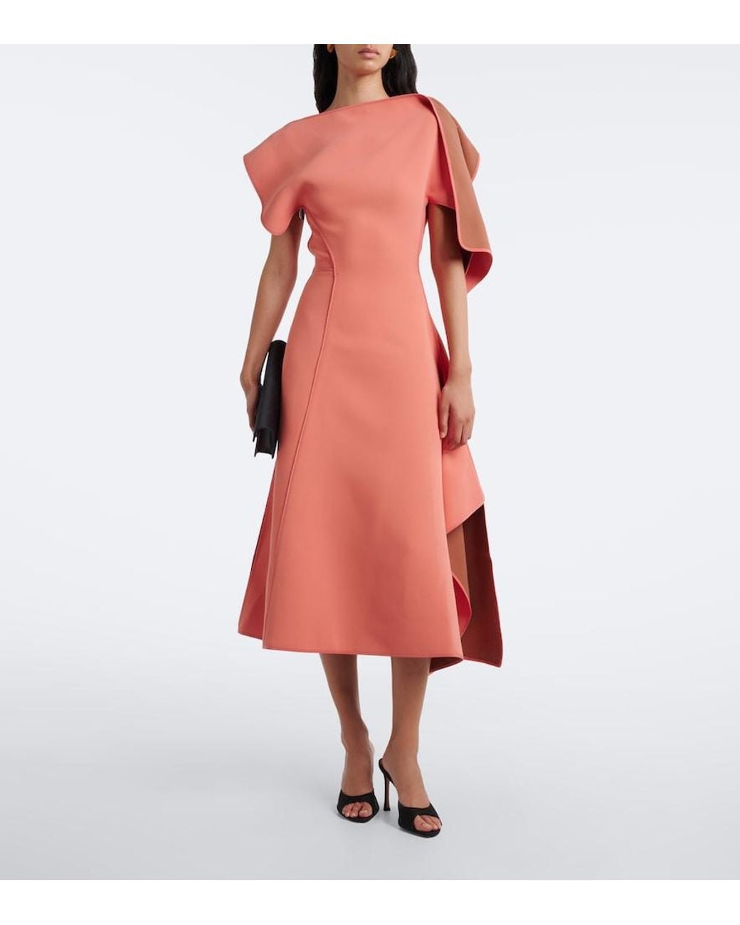 Maticevski Pink Diadem Draped Asymmetric Midi Dress