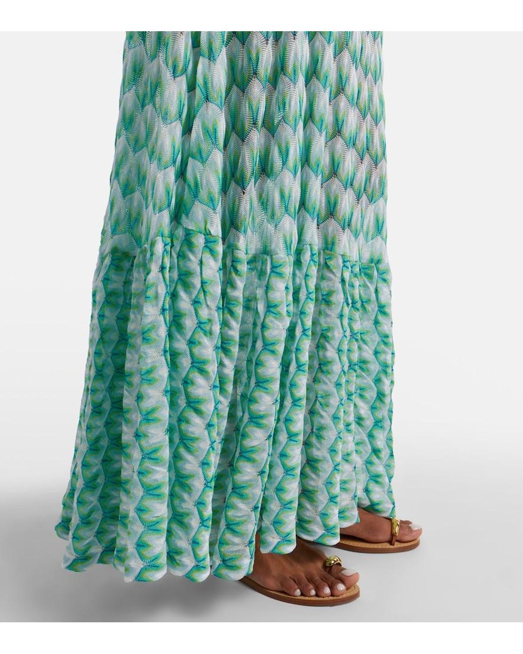 Missoni Green Open-Knit Cutout Maxi Dress