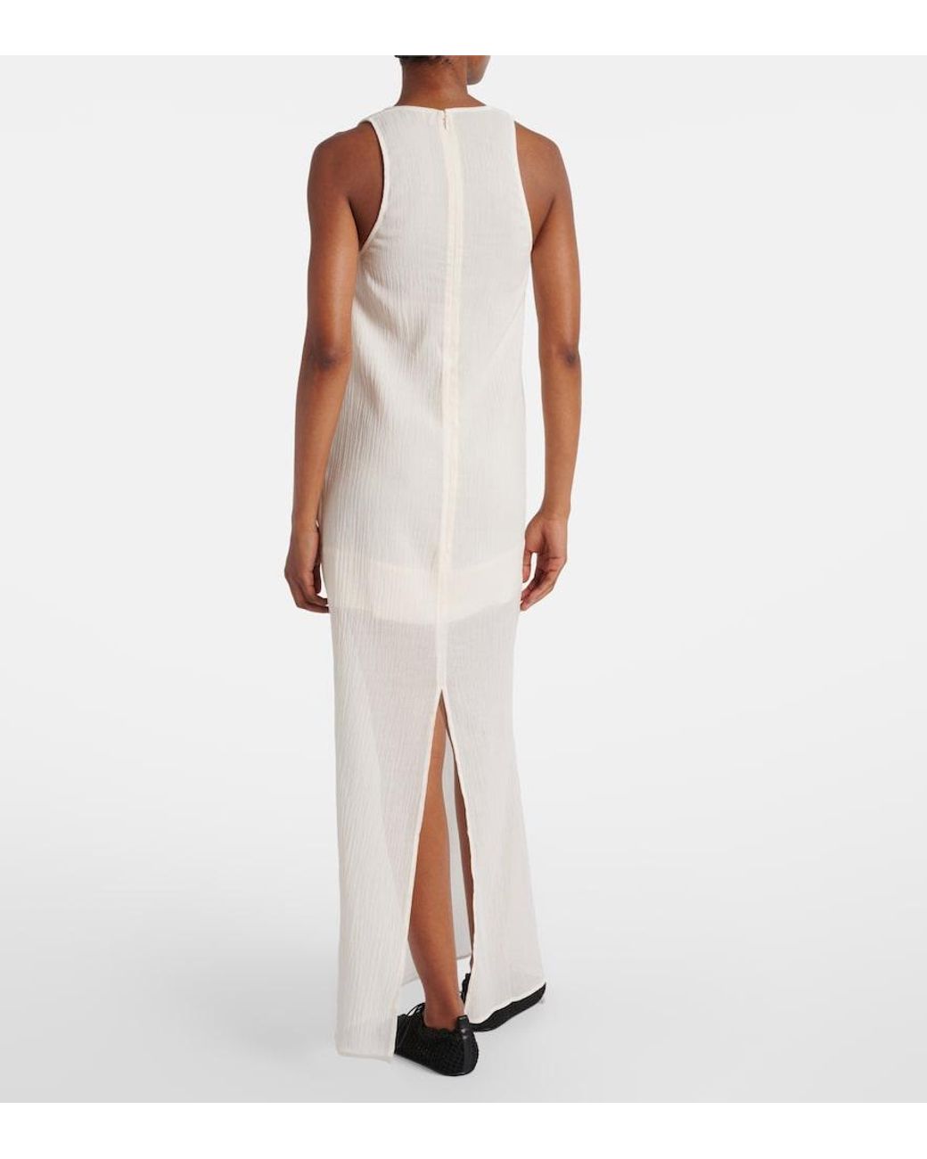 Totême White Cotton And Silk Maxi Dress