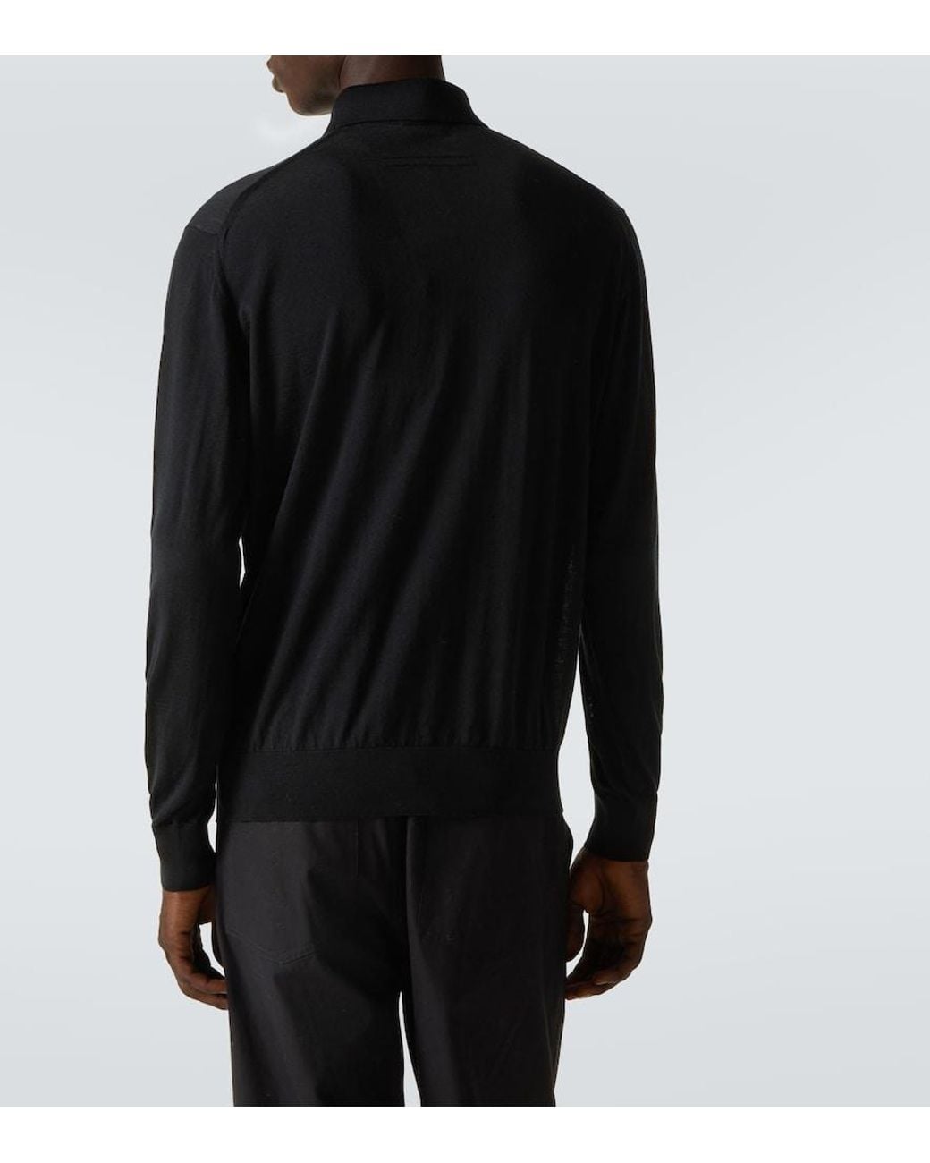 Zegna Black Wool Polo Shirt for men