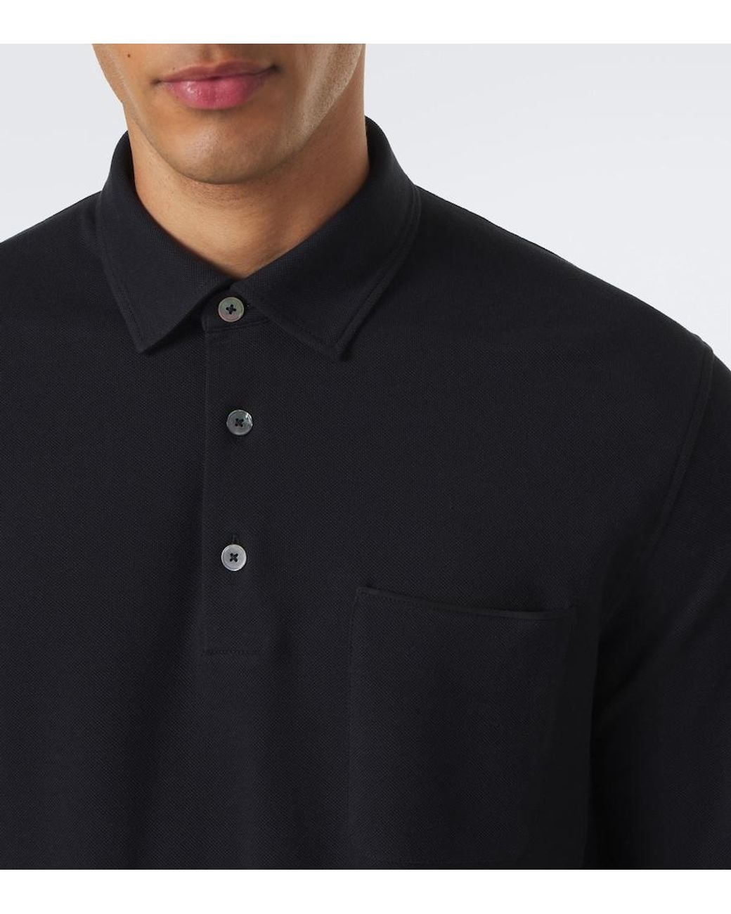 Zegna Blue Cotton Pique Polo Shirt for men