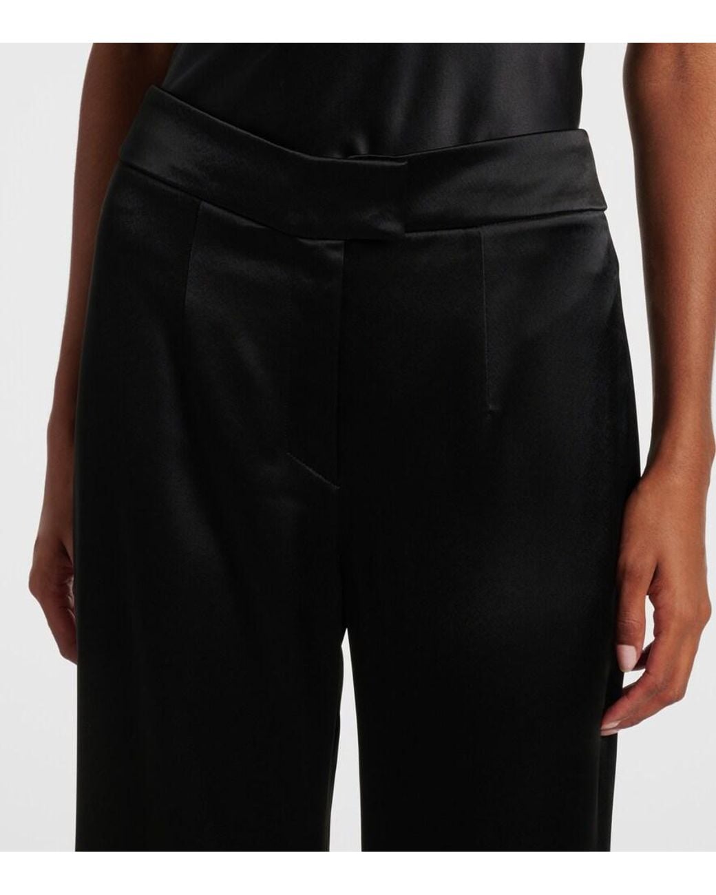 Galvan Black Julianne High-Rise Satin Flared Pants