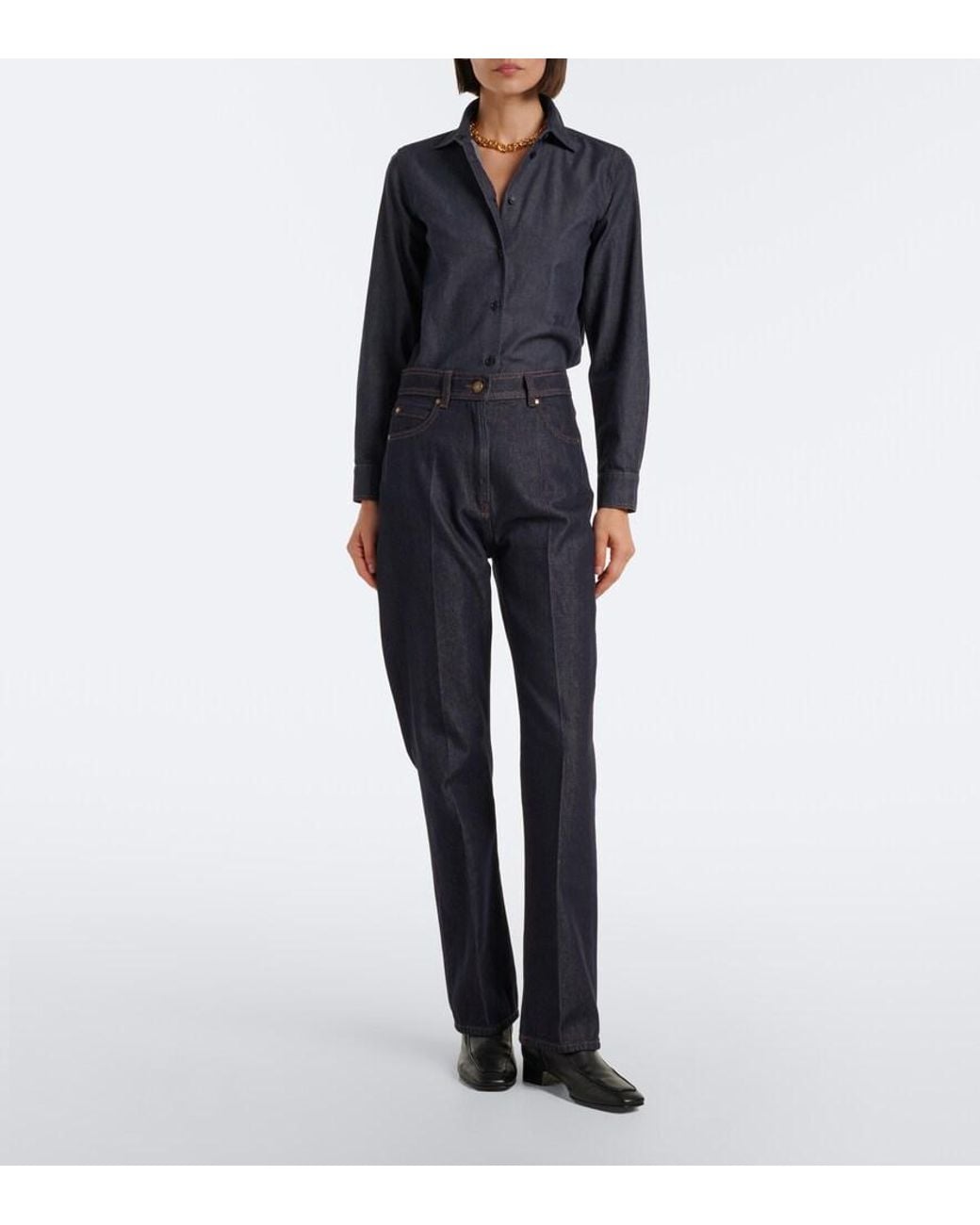 Max Mara Blue High-Rise Flared Jeans