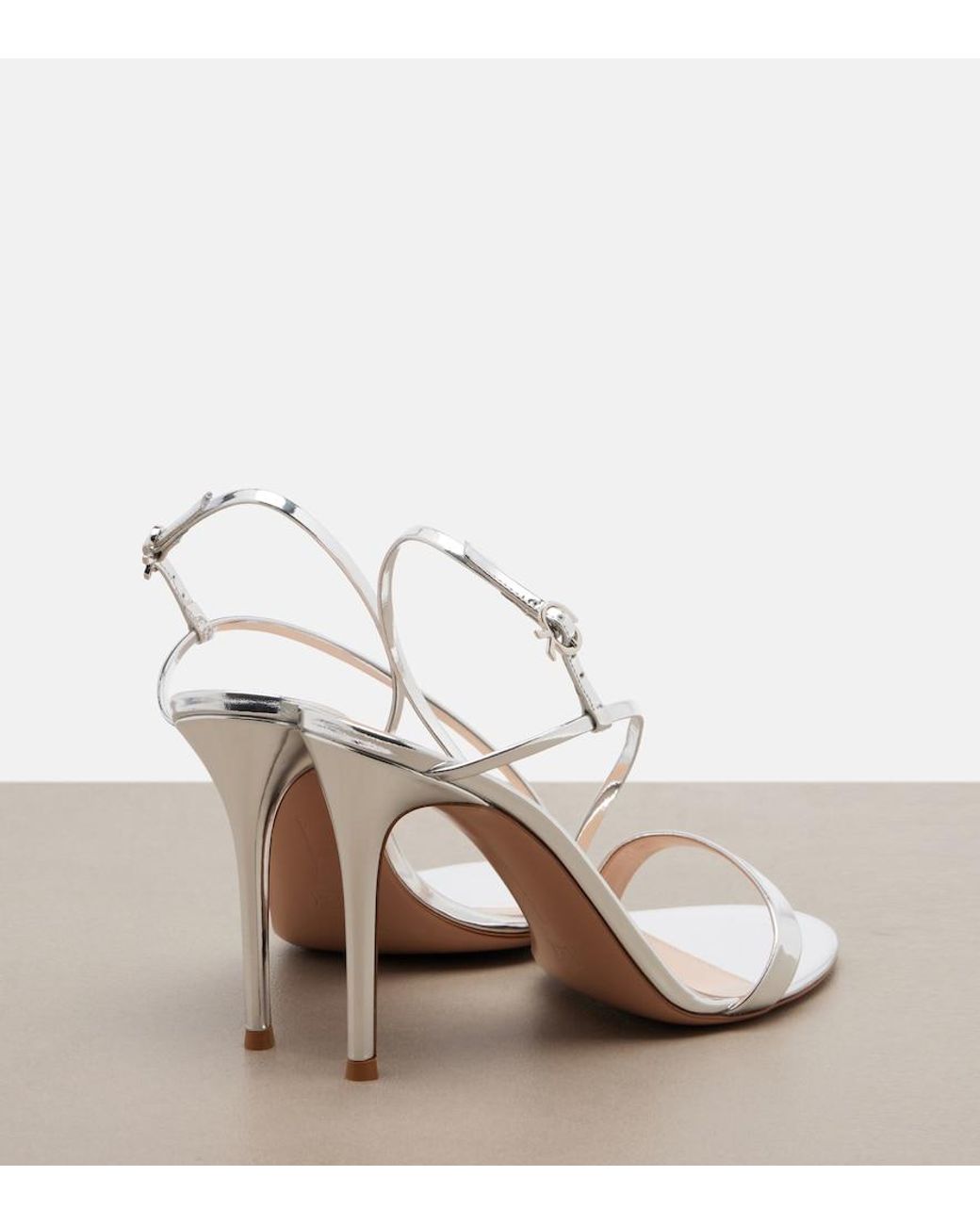 Gianvito Rossi Metallic Manhattan Mirrored Leather Sandals