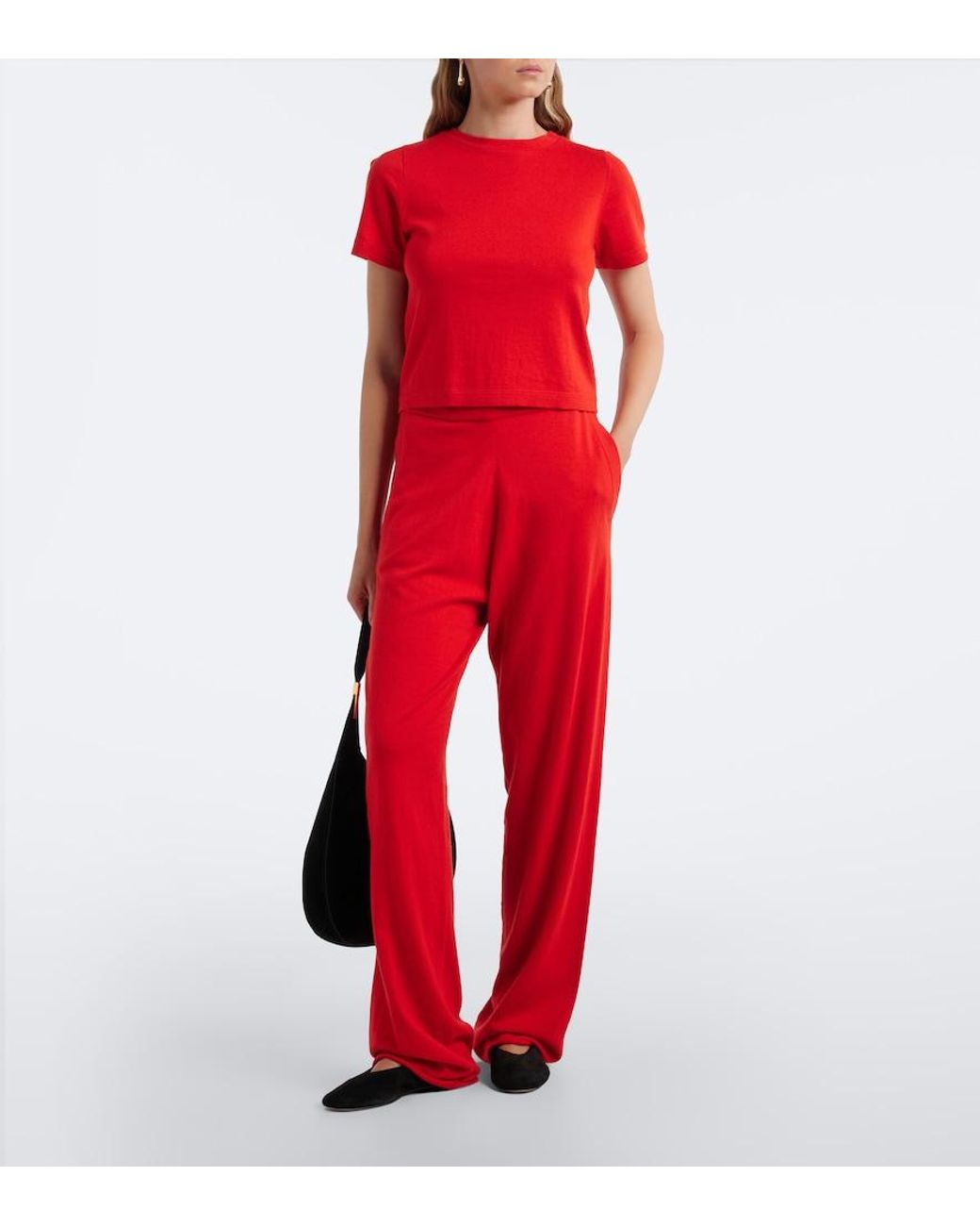 Extreme Cashmere Red N°353 Relax Cotton And Cashmere Straight Pants
