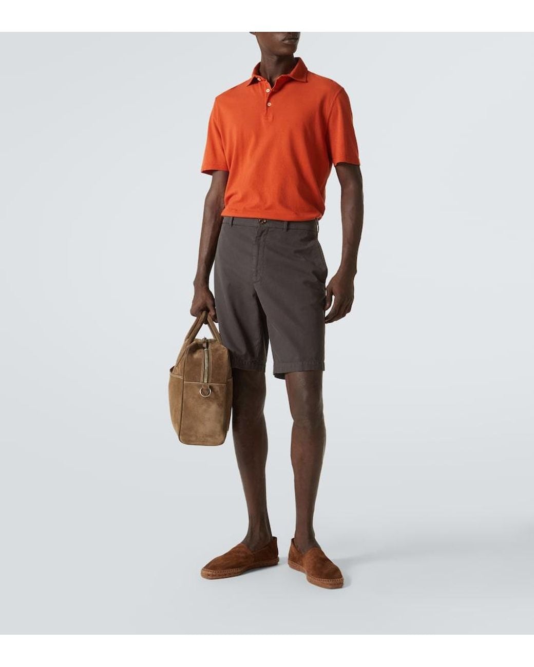 Fedeli Orange Pique Polo Shirt for men