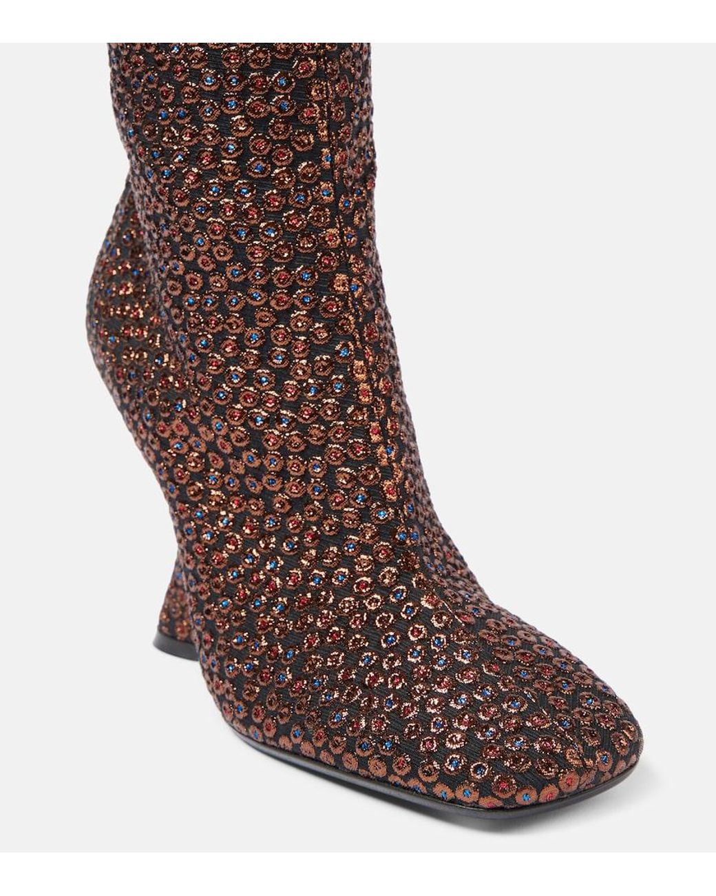 Dries Van Noten Brown 105 Glitter Wedge Knee-High Boots