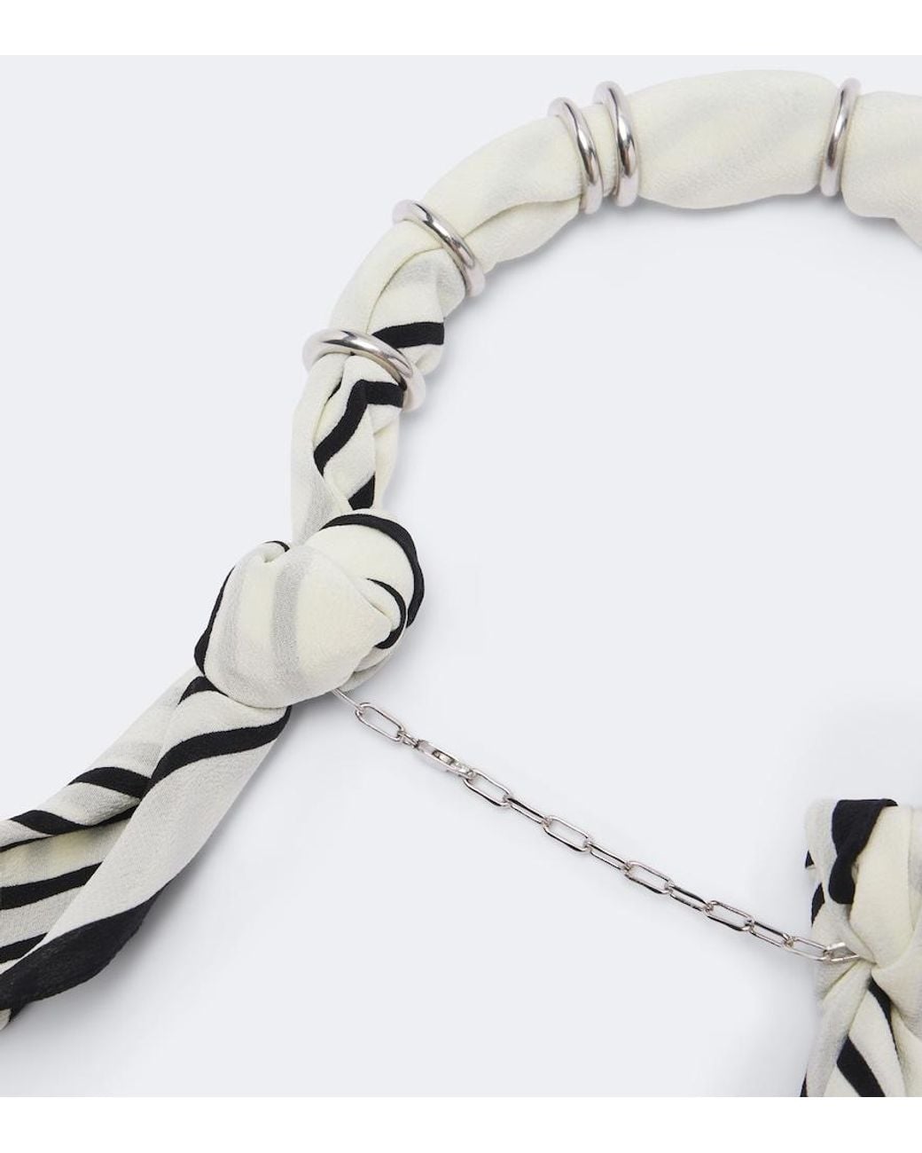 Totême  White Embellished Striped Silk Scarf