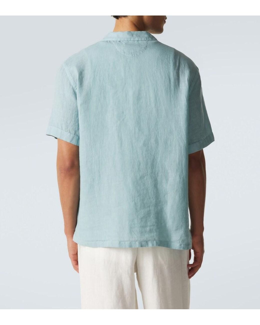 Thom Sweeney Blue Linen Shirt for men