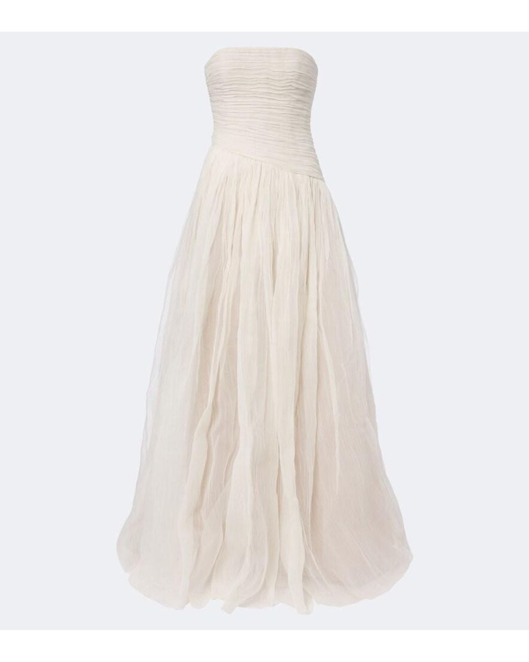 Danielle Frankel White Bridal Mila Silk Organza Bustier Gown