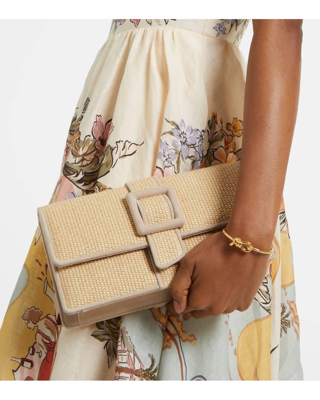 Manolo Blahnik Maycap Raffia Clutch in Natural | Lyst UK