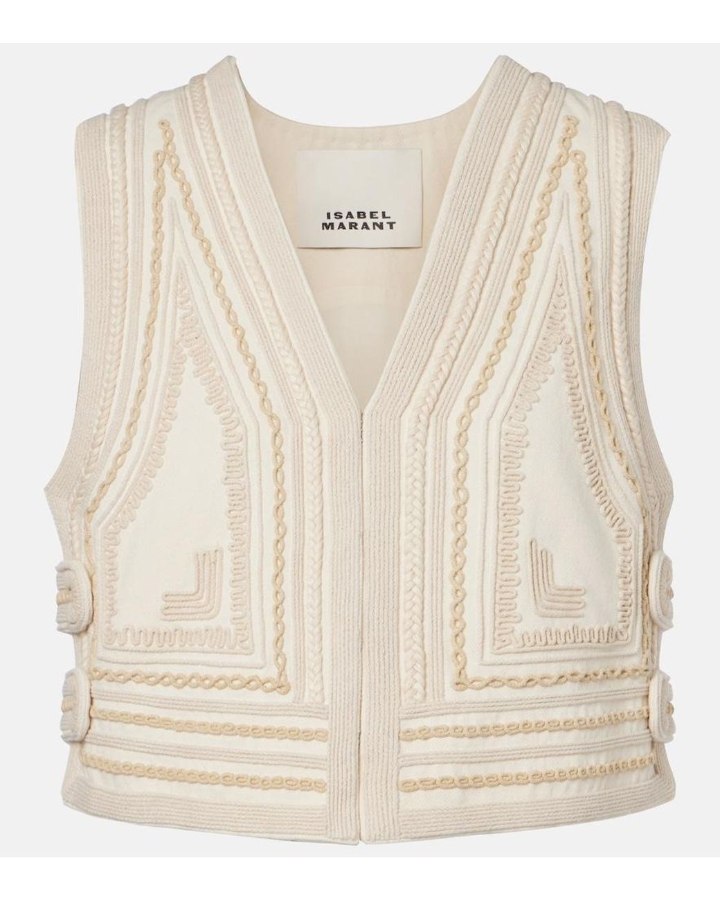 Isabel Marant Natural Blerina Embroidered Cotton Vest