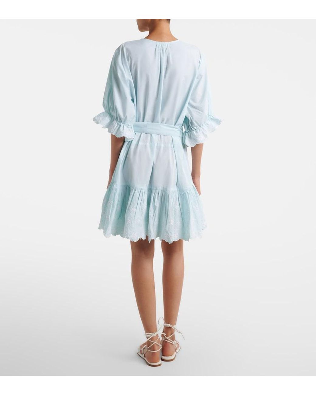 Juliet Dunn Blue Embroidered Cotton Poplin Minidress