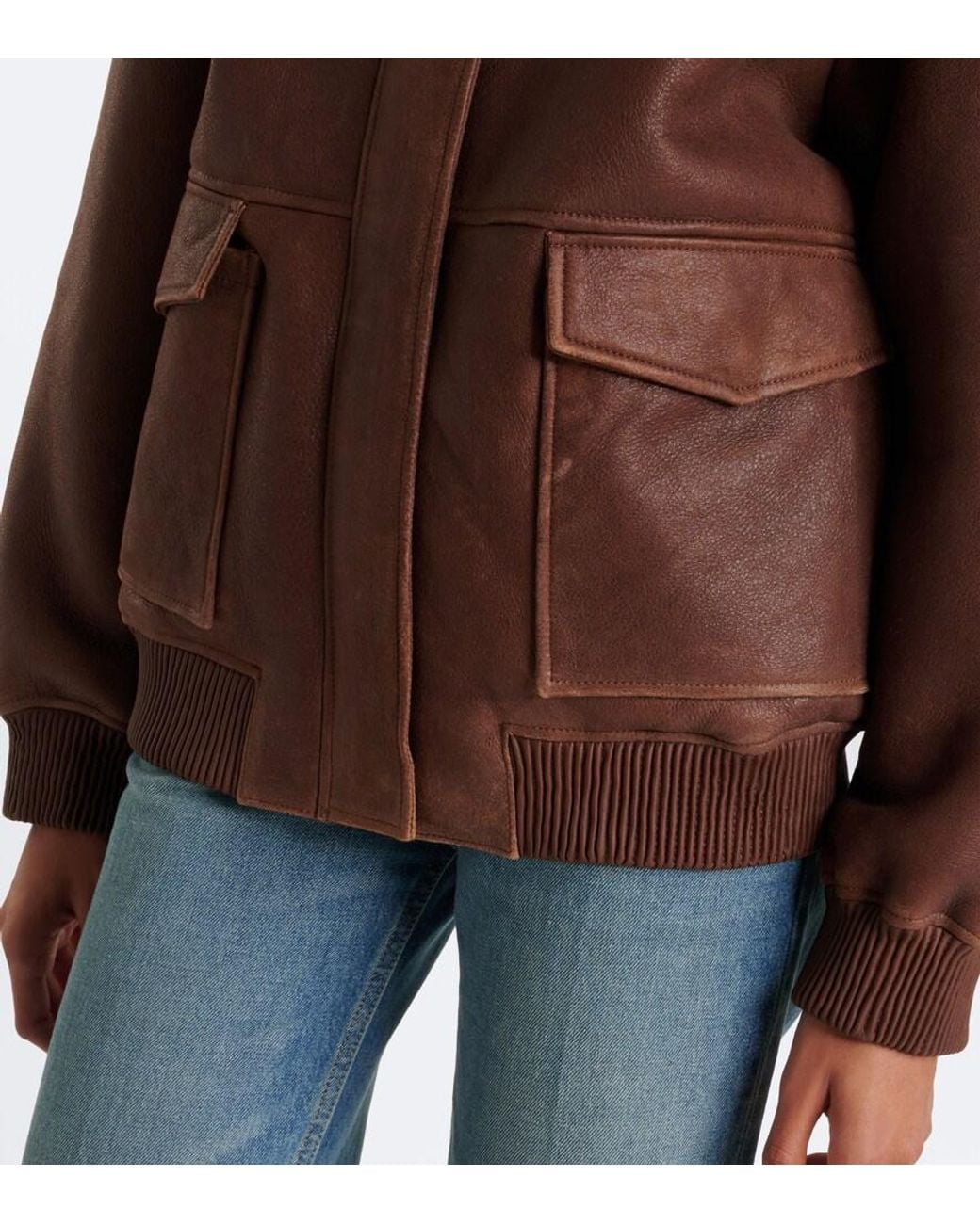 Arma Brown Riley Shearling-Trimmed Leather Jacket