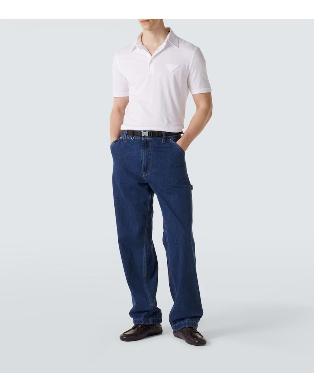 Prada White Cotton Polo Shirt for men
