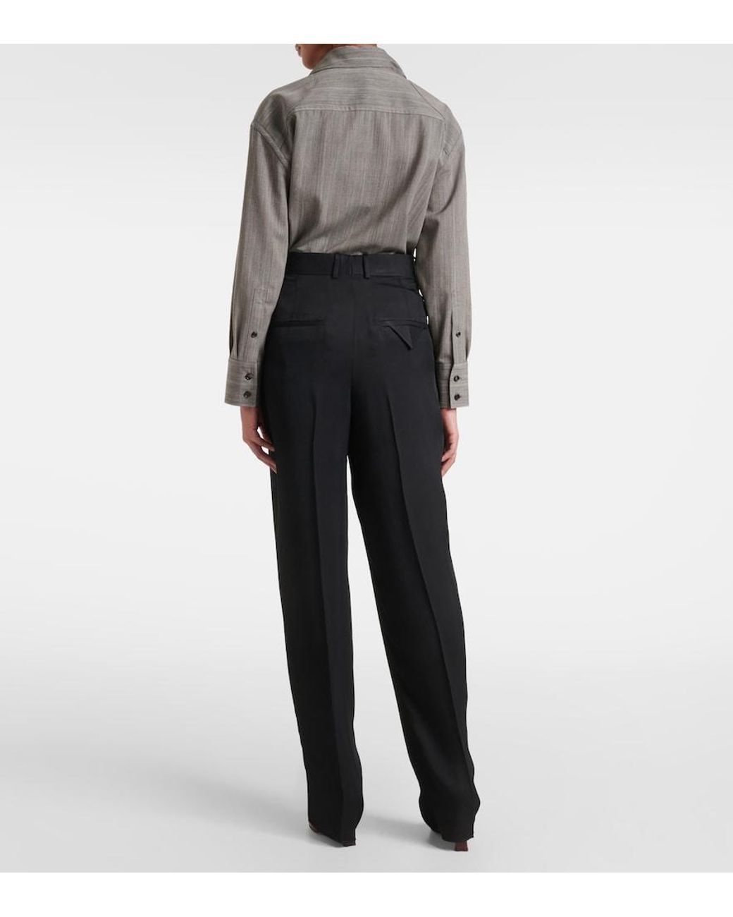 Bottega Veneta Black High-Rise Tapered Pants
