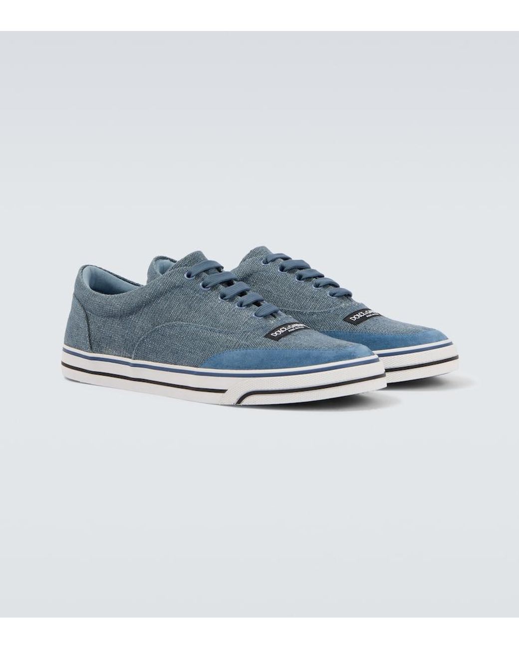 Dolce & Gabbana Blue Suede-Trimmed Sneakers for men