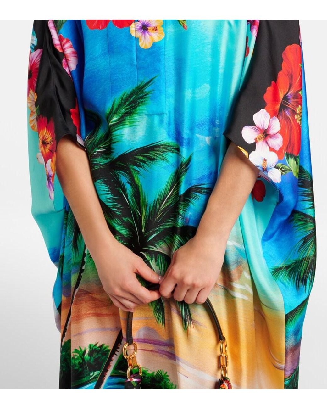 Dolce & Gabbana Blue Printed Silk Kaftan