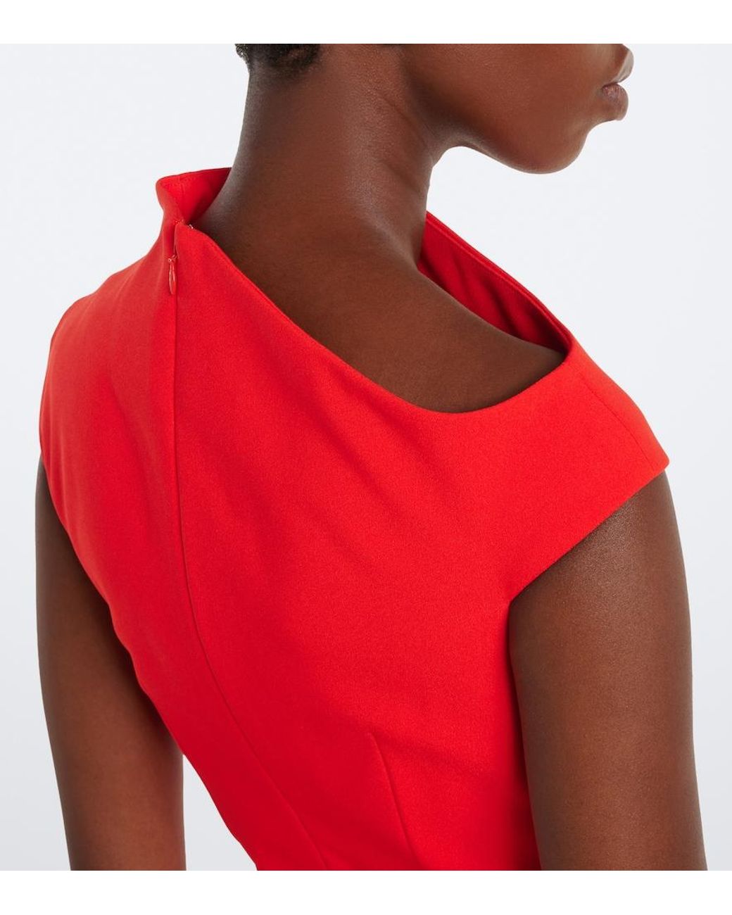 Solace London Red Arion Asymmetric Crepe Cocktail Dress