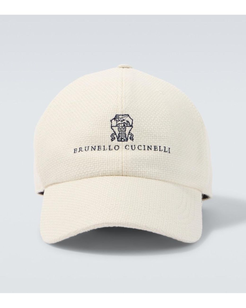 Brunello Cucinelli Logo Silk, Linen, And Wool Baseball Cap in