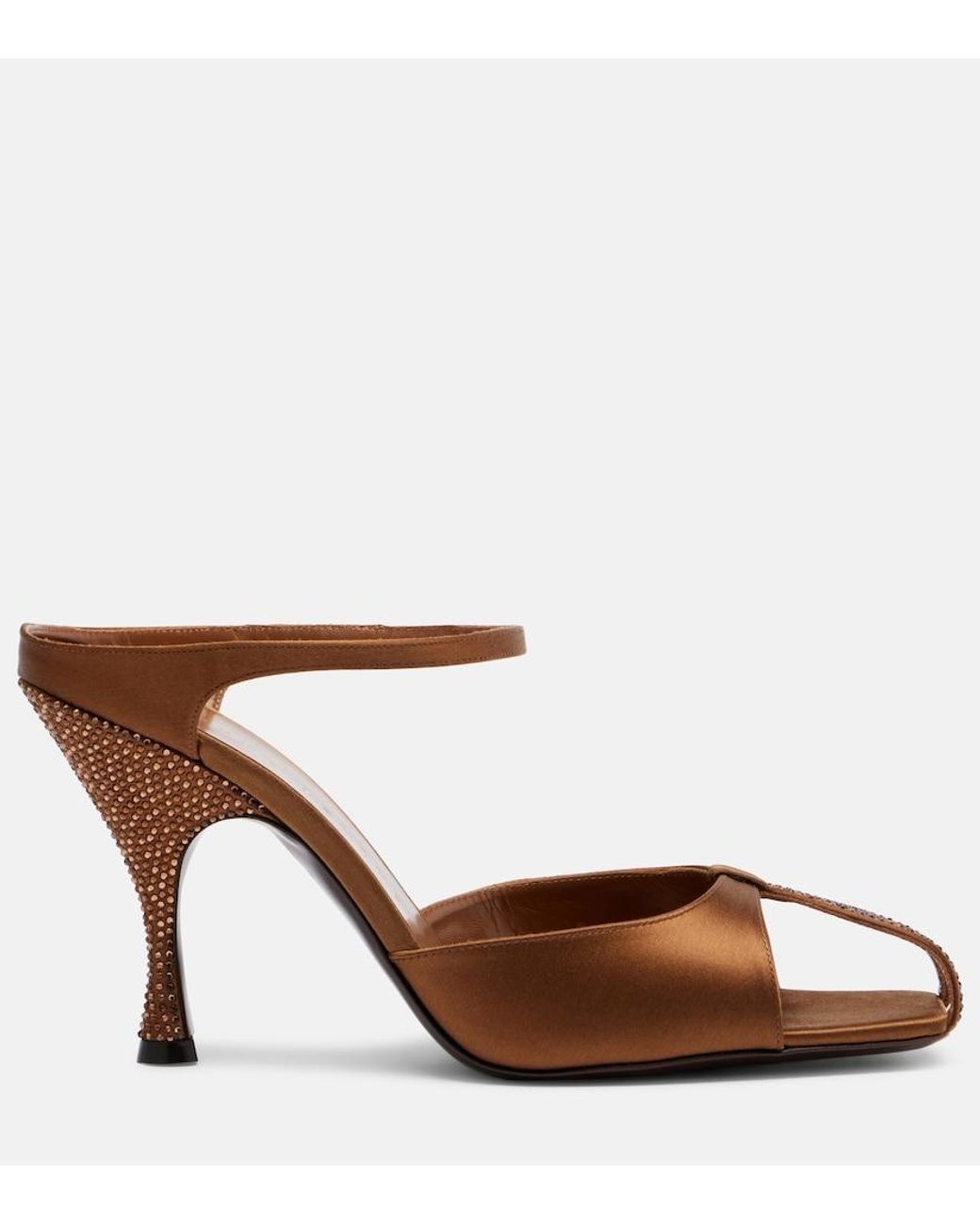 Herbert Levine Brown Hidden Gem Embellished Satin Mules