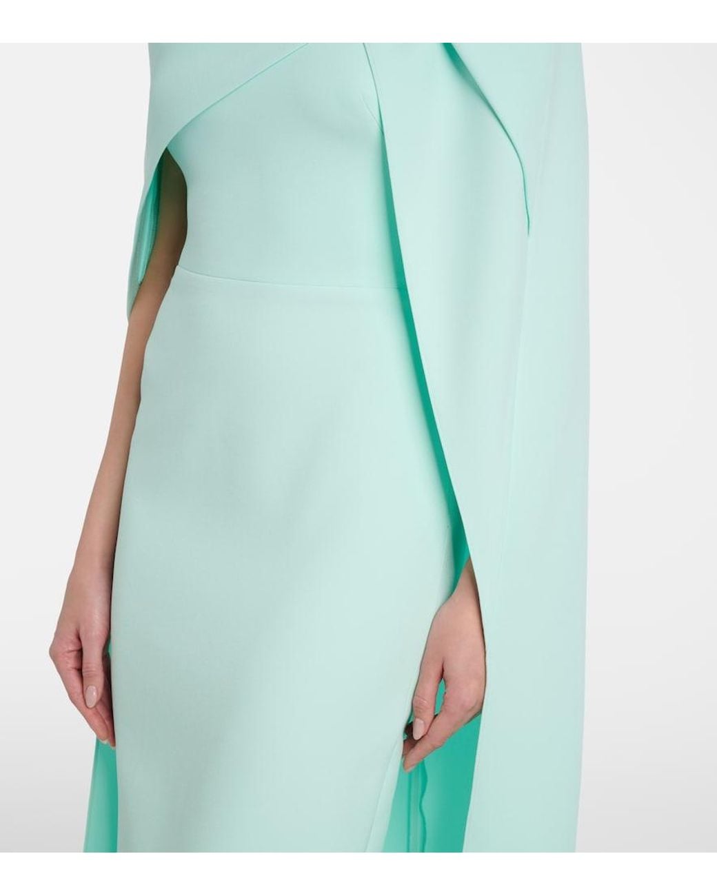 Safiyaa Blue Oria Caped Crepe Midi Dress