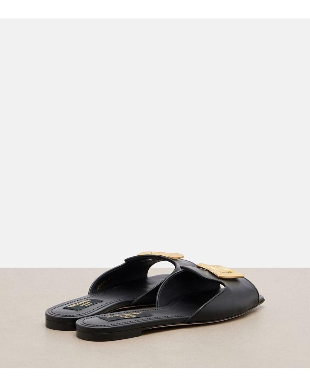 Dolce & Gabbana Black Abaya Dg Leather Mules