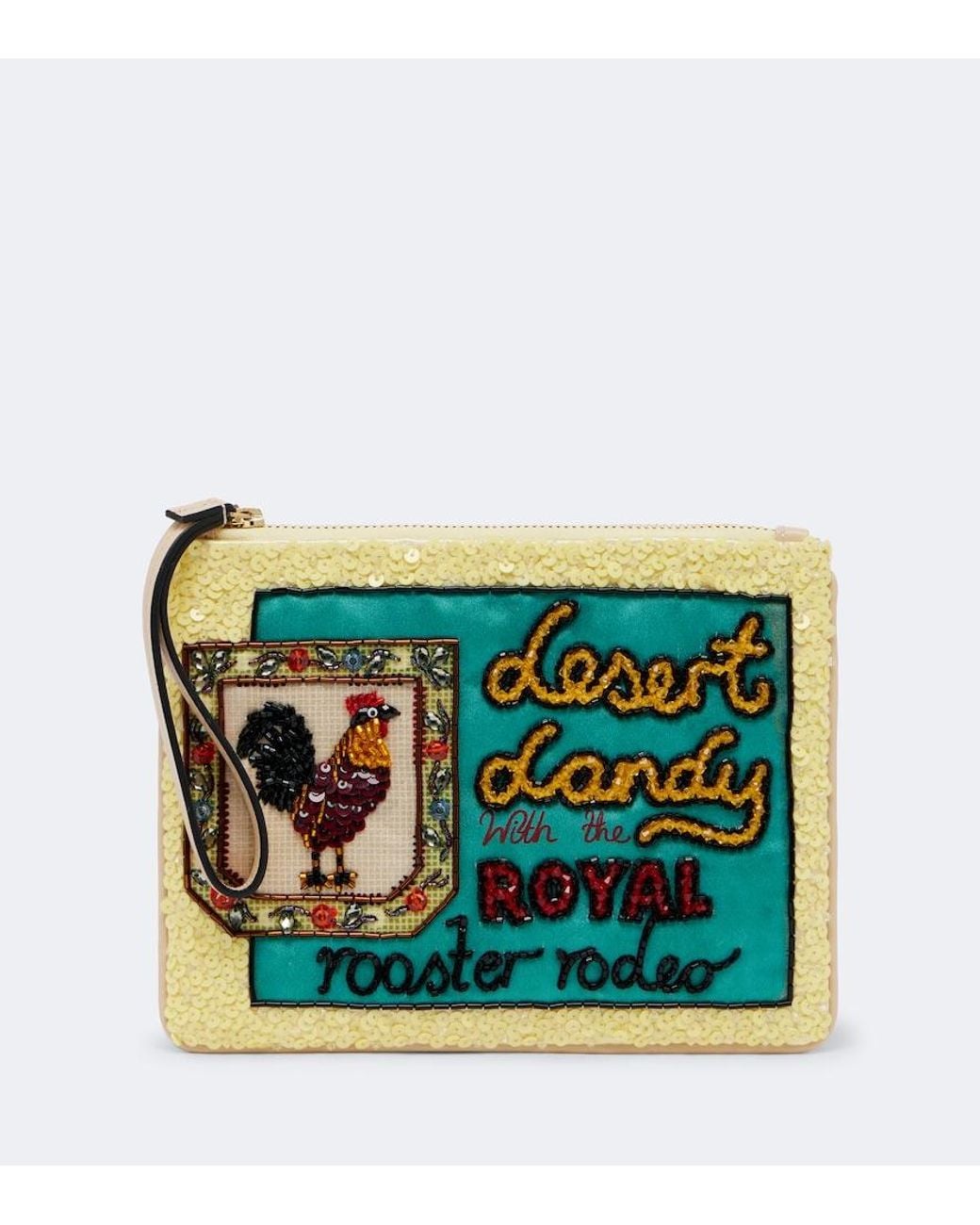 ALÉMAIS Blue Ace Rooster Embellished Pouch