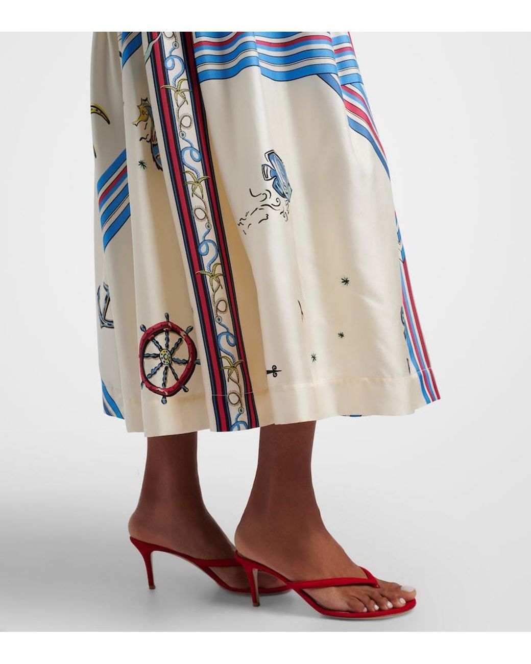 ALÉMAIS Blue Apollo Cutout Printed Silk Midi Dress