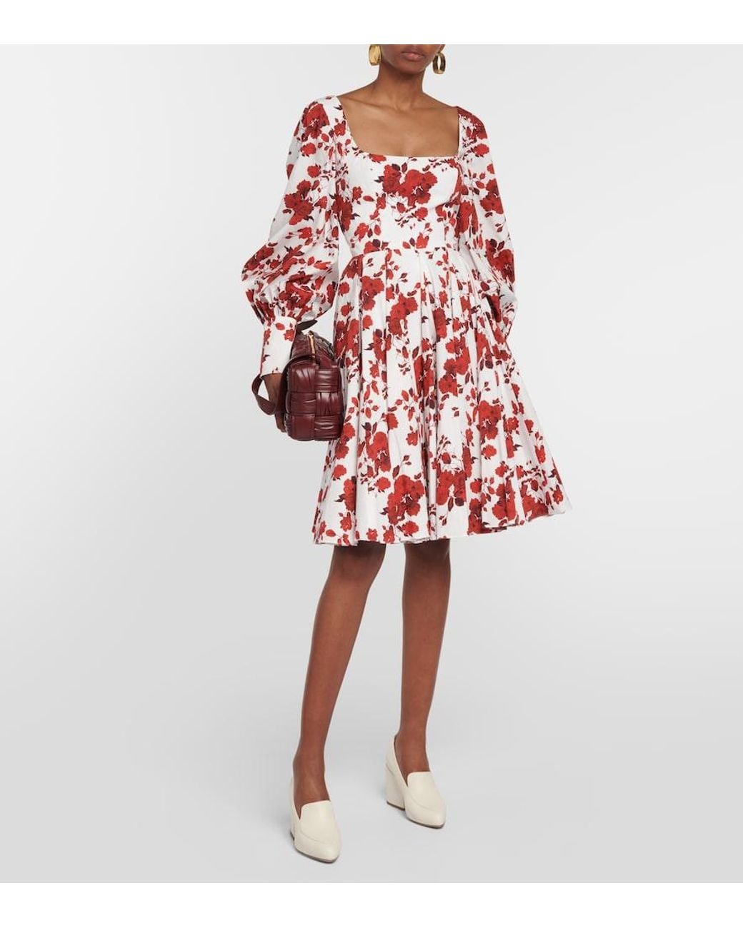 Emilia Wickstead Red Yasmina Floral Cotton Minidress
