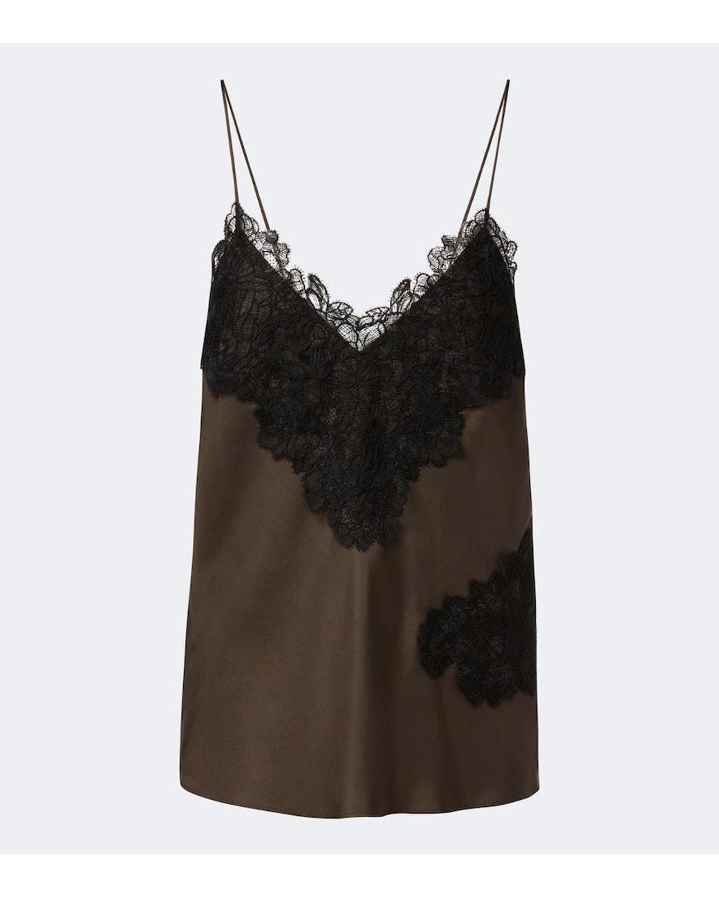 Rohe Black Lace-Trimmed Silk Satin Camisole