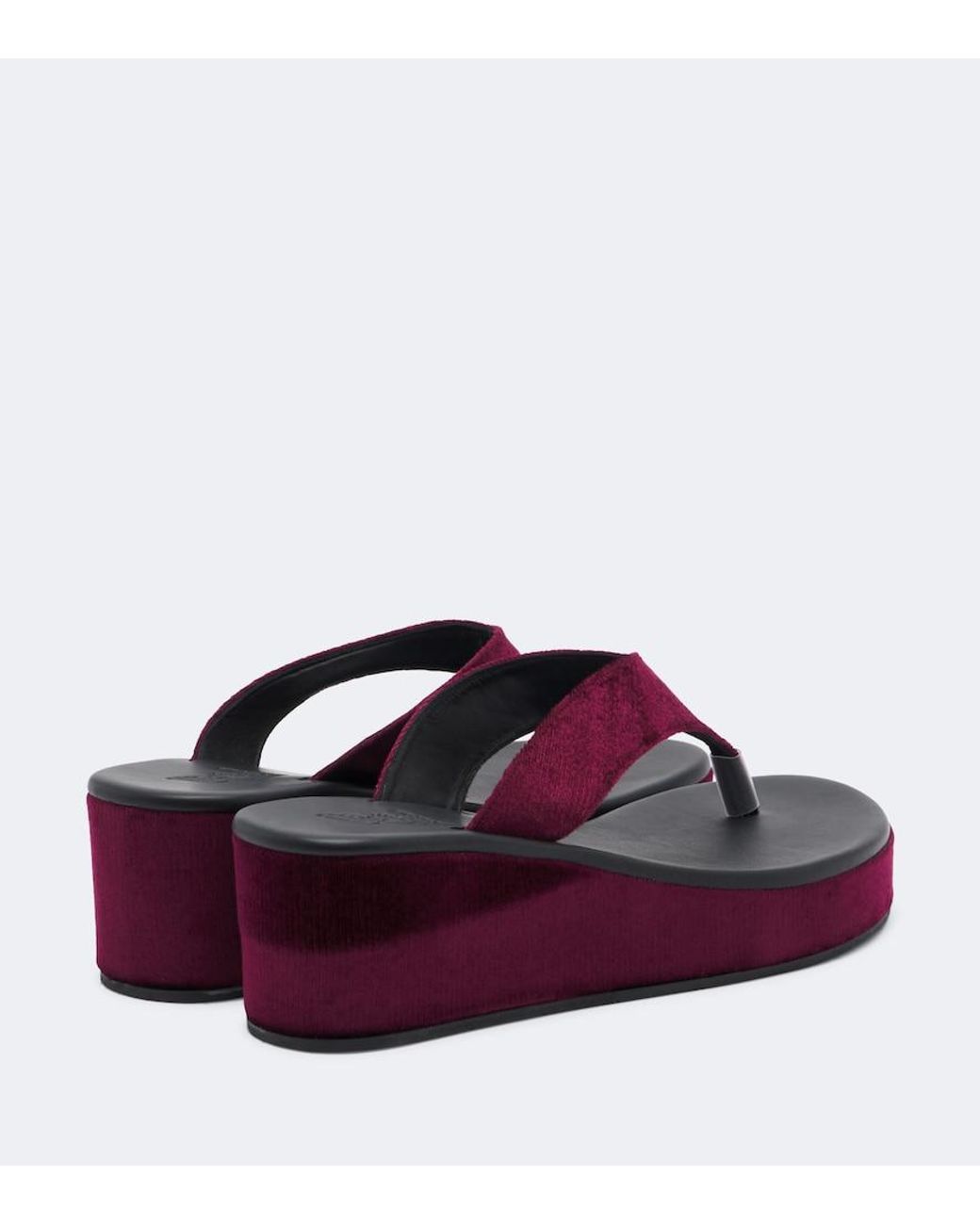 Ancient Greek Sandals Red Charys Velvet Platform Thong Sandals