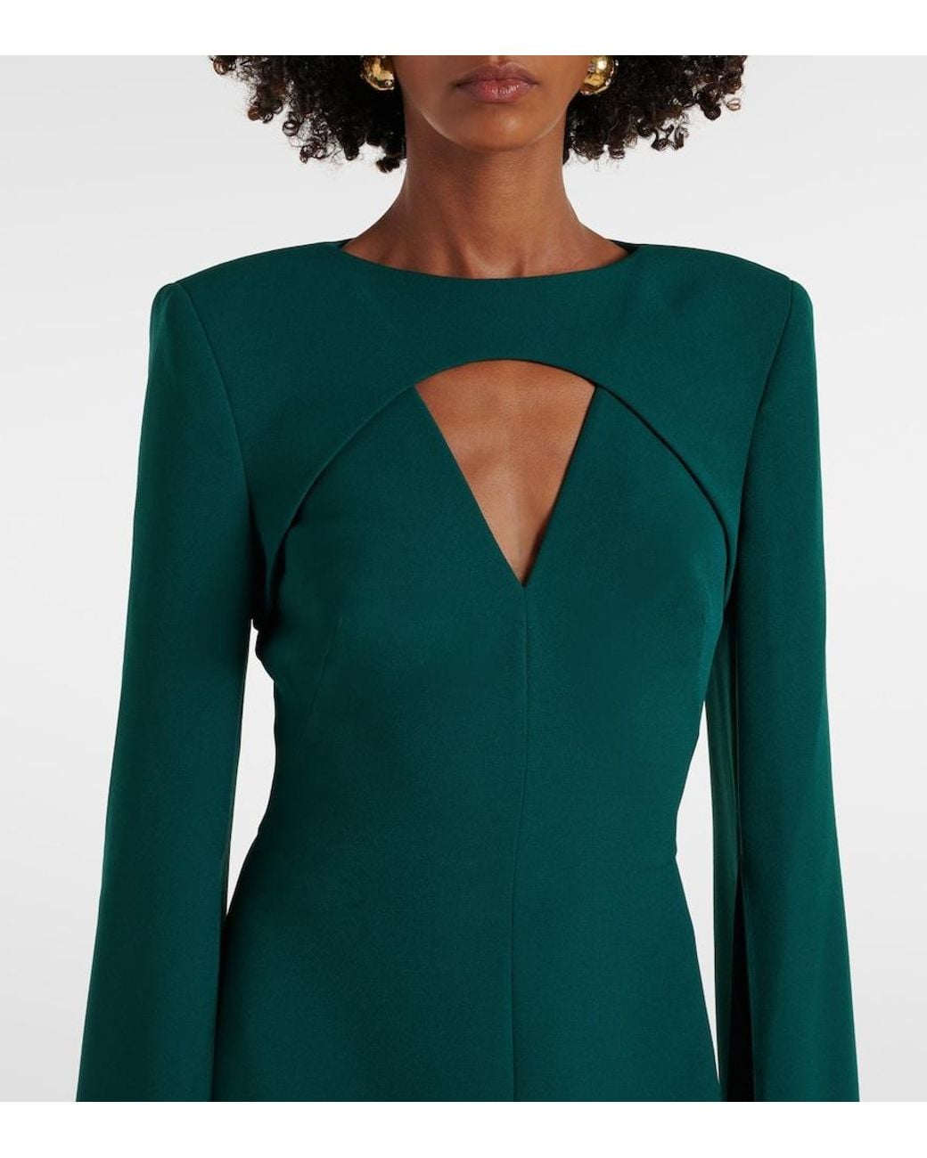 Safiyaa Green Sarita Cutout Crepe Gown