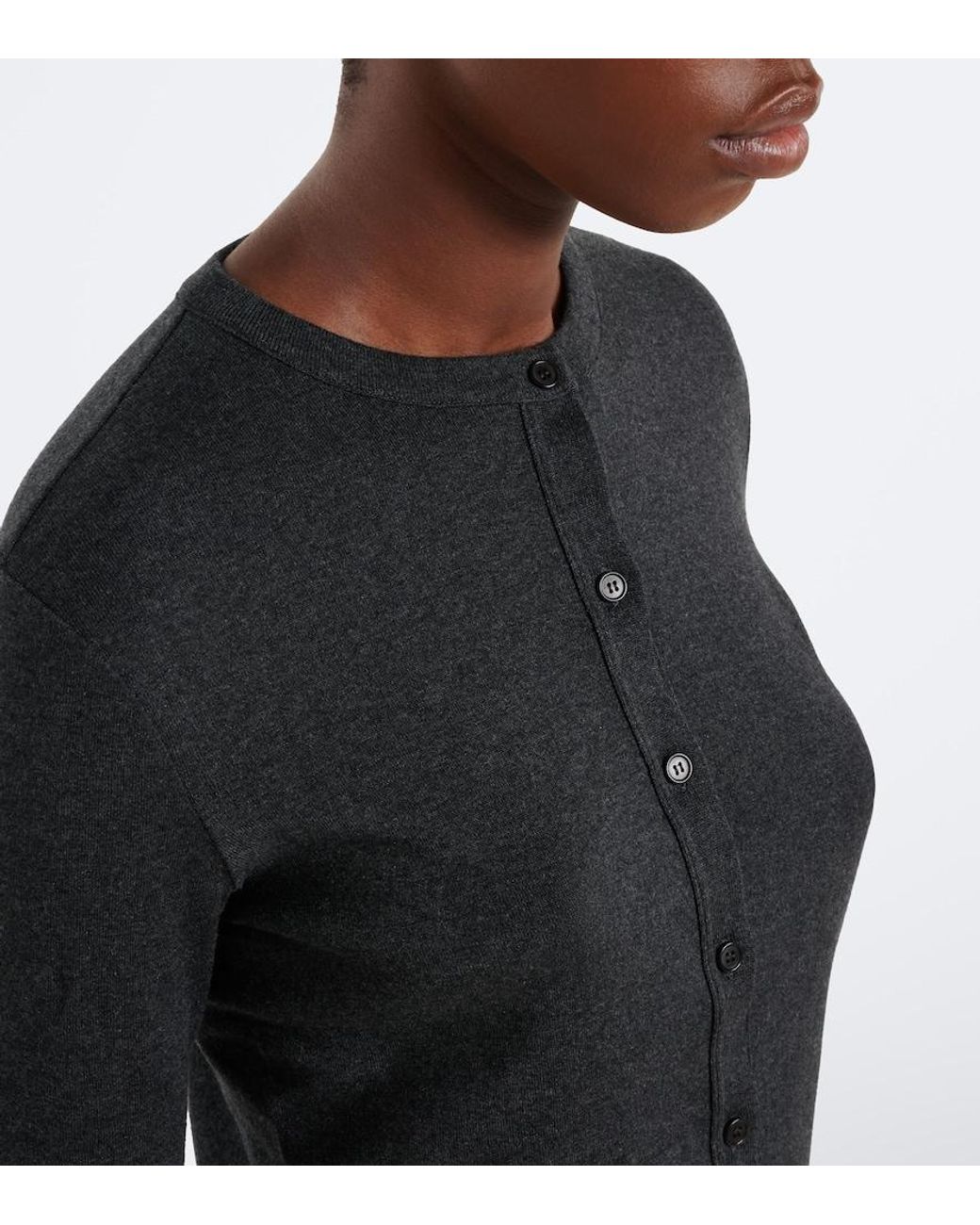 The Row Black Alena Cotton, Cashmere, And Silk Cardigan