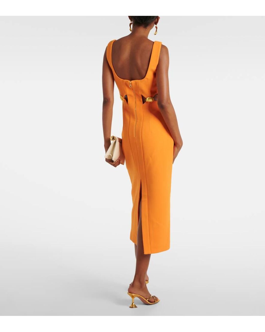 ◆関税込◆【REBECCA VALLANCEC】Antonella cutout midi dress Antonella cutout crêpe midi dress in blue - Rebecca Vallance