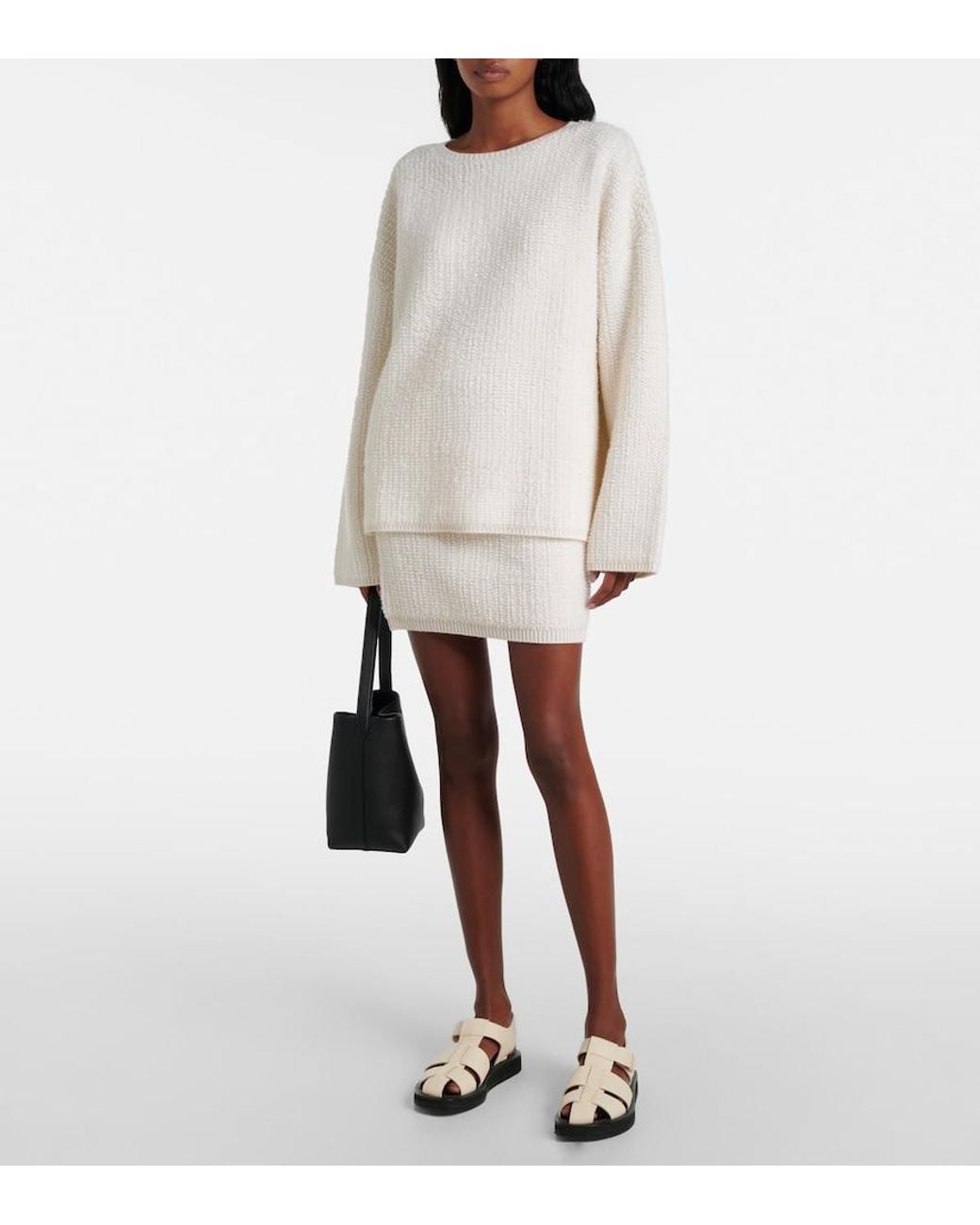 Lisa Yang White Imogen Knitted Cashmere Miniskirt