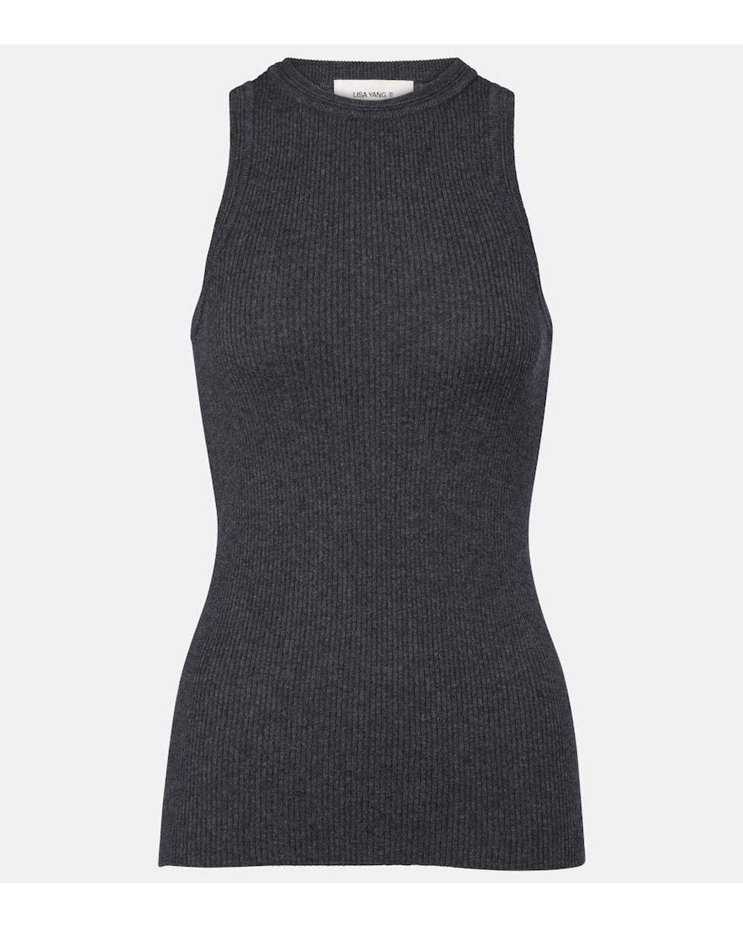 Lisa Yang Black Amya Ribbed-Knit Cotton And Cashmere Tank Top
