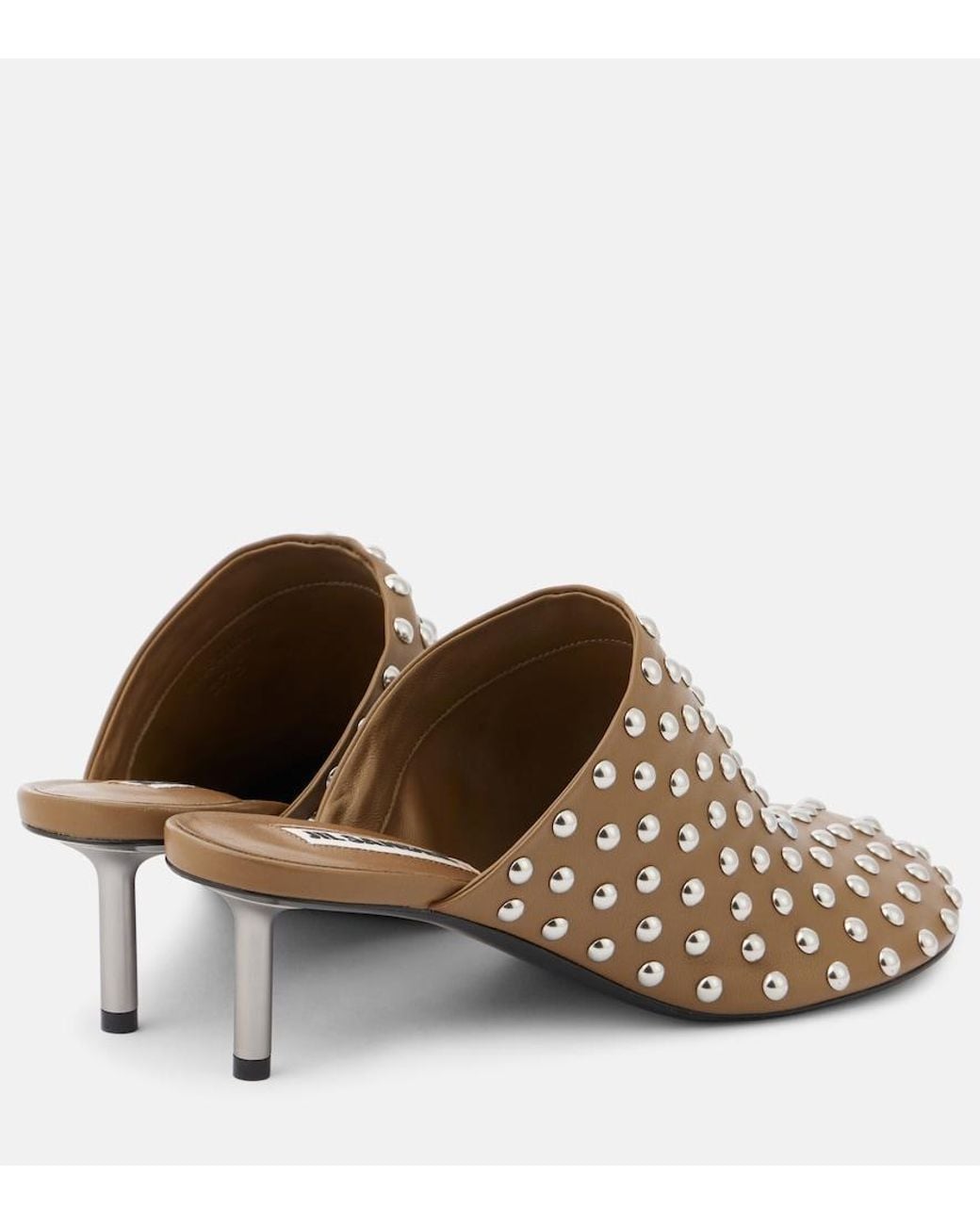 Jil Sander Green Studded Leather Mules