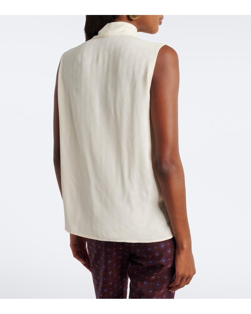 Etro Natural Paisley Jacquard Crepe De Chine Top
