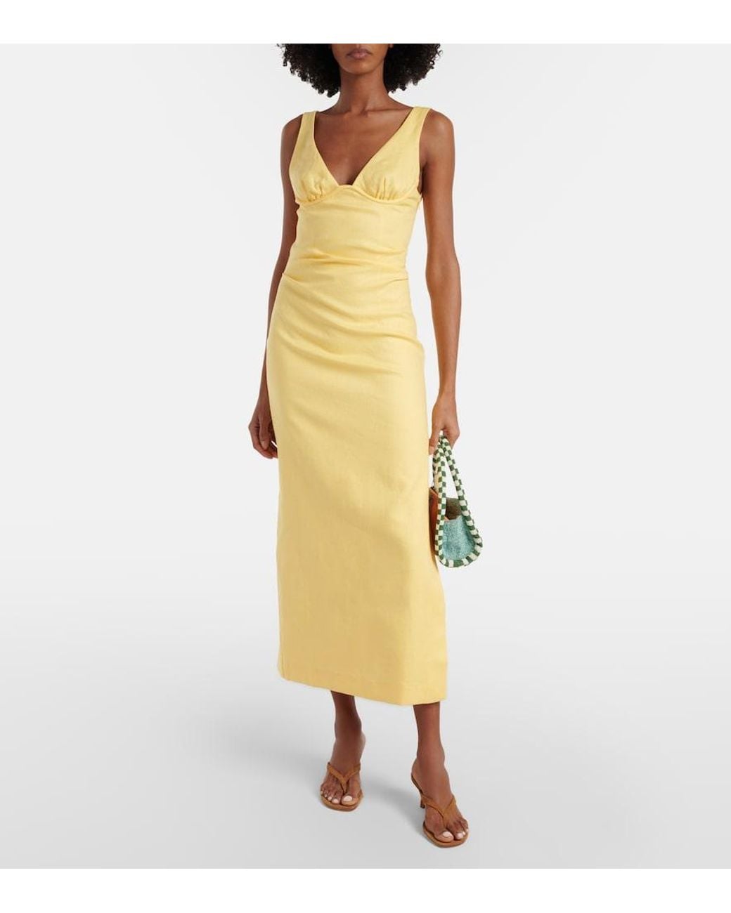 Sir Yellow Linen Midi Dress