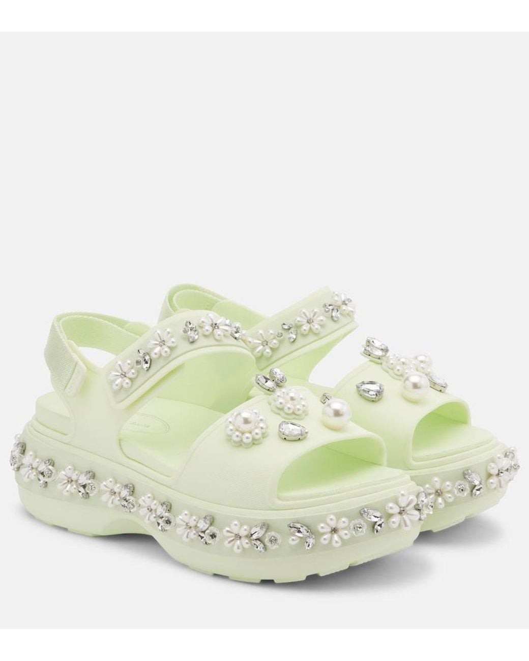 Simone Rocha Green X Crocs Embellished Platform Sandals