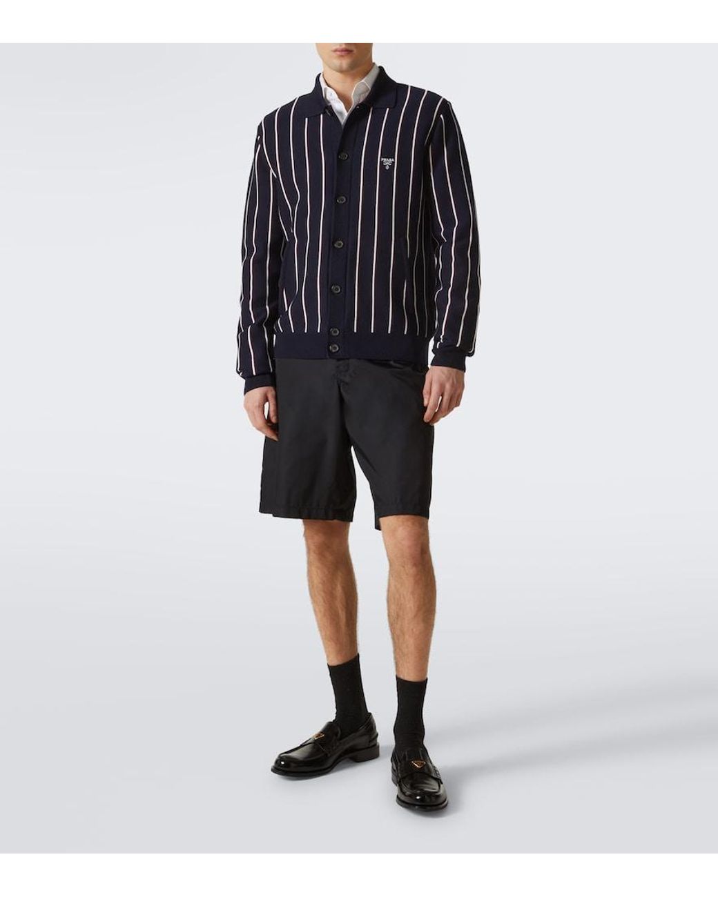Prada Black Logo Leather Loafers for men