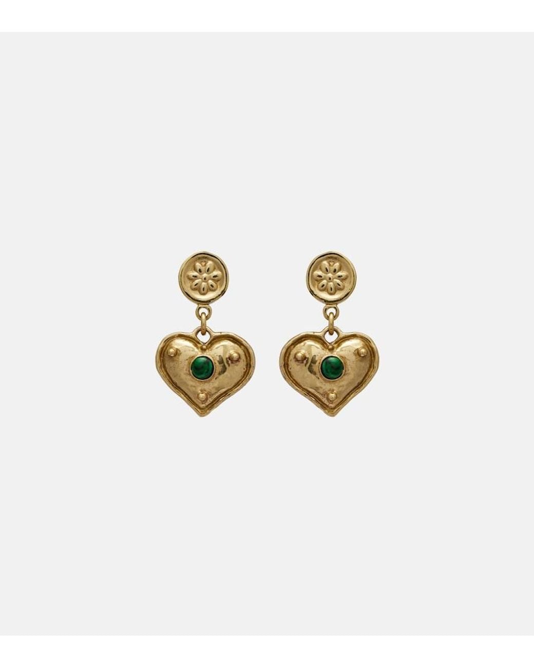 ALÉMAIS White Jem Heart Drop Earrings