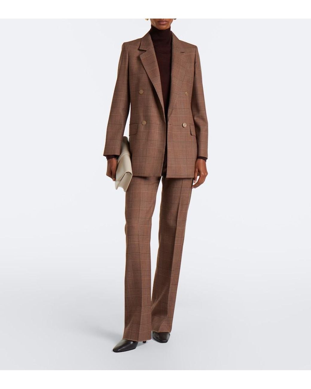 Max Mara Brown Double-Breasted Virgin Wool Blazer