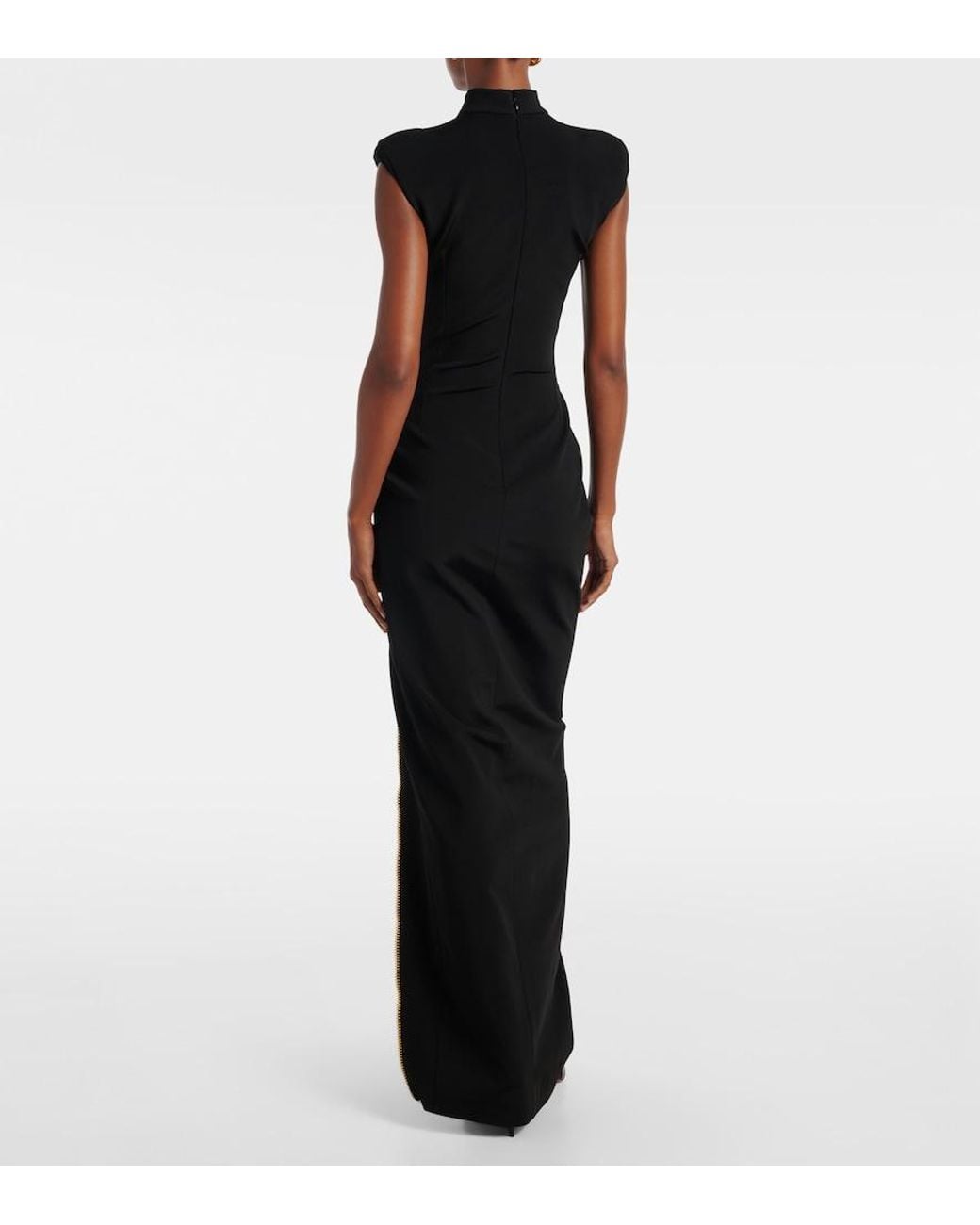 Balmain Black Gathered Gown