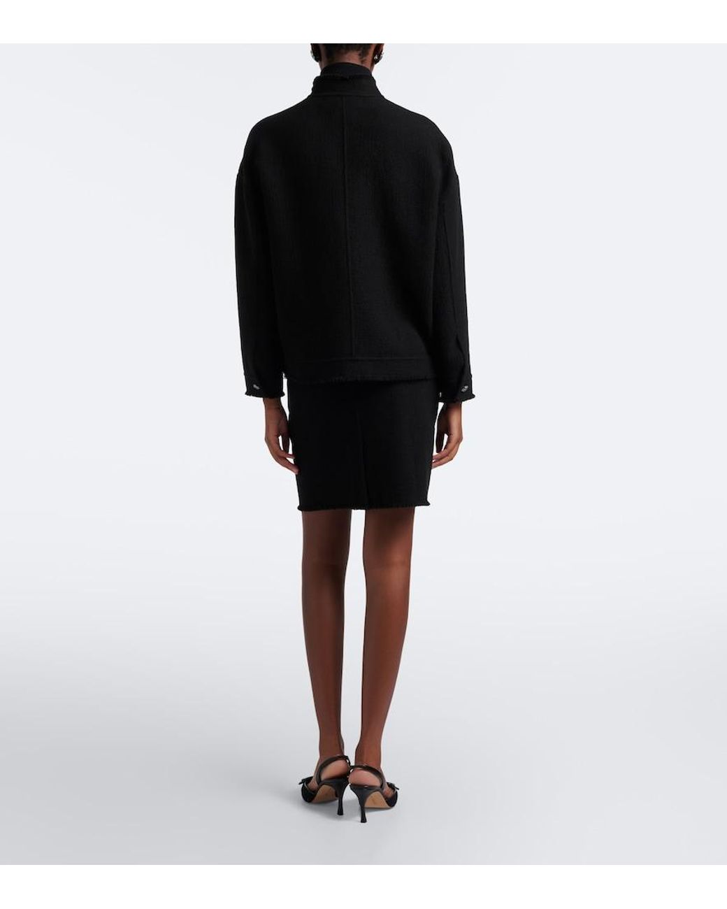 Max Mara Black Virgin Wool Jersey Miniskirt