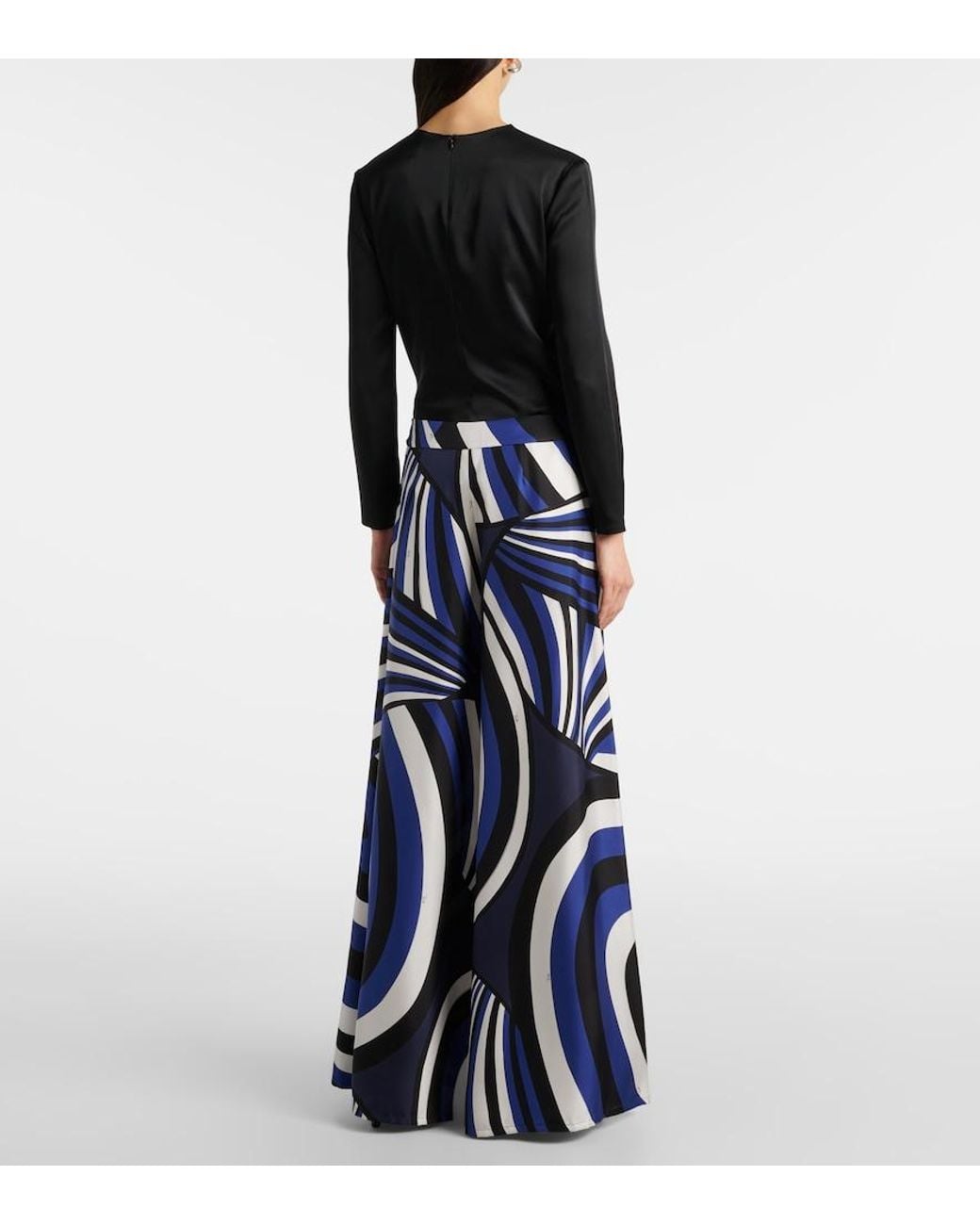 Emilio Pucci Blue Iride Silk Twill Palazzo Pants
