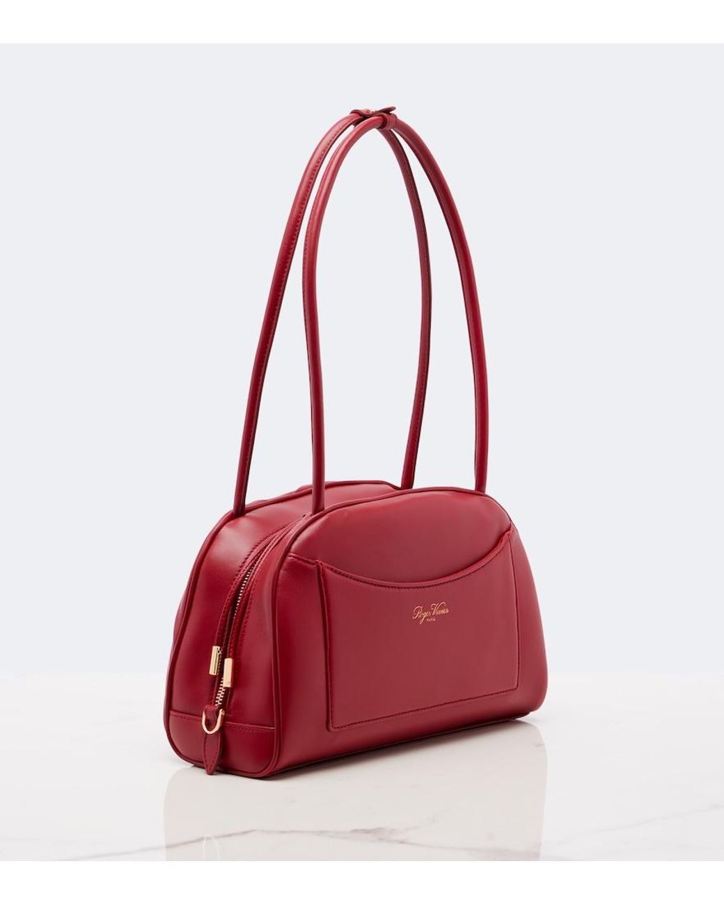 Roger Vivier Red Roseline Leather Shoulder Bag