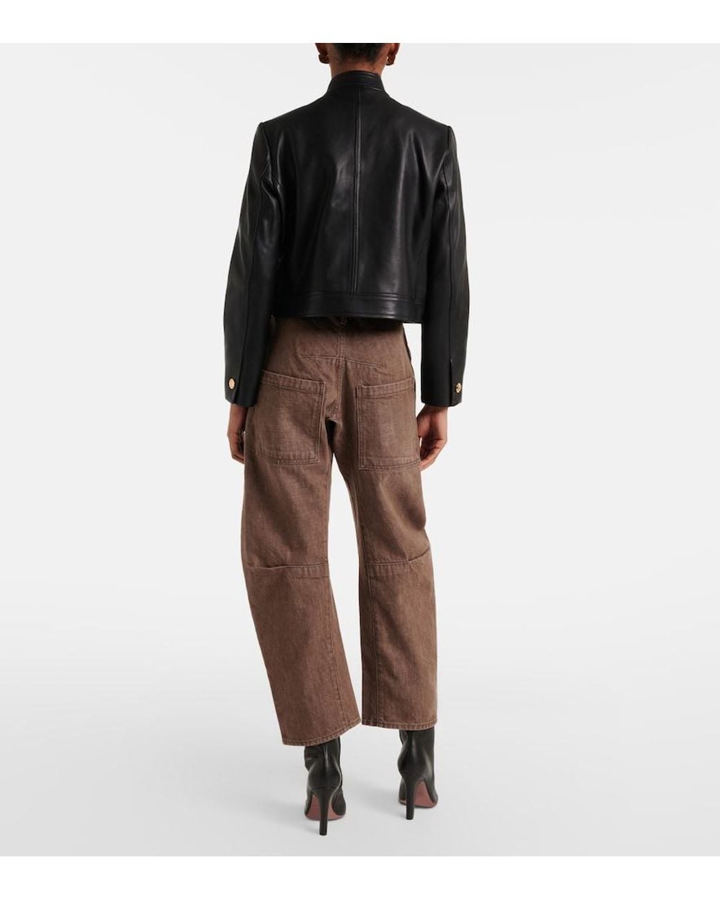 Nili Lotan Brown Shon Barrel-Leg Jeans
