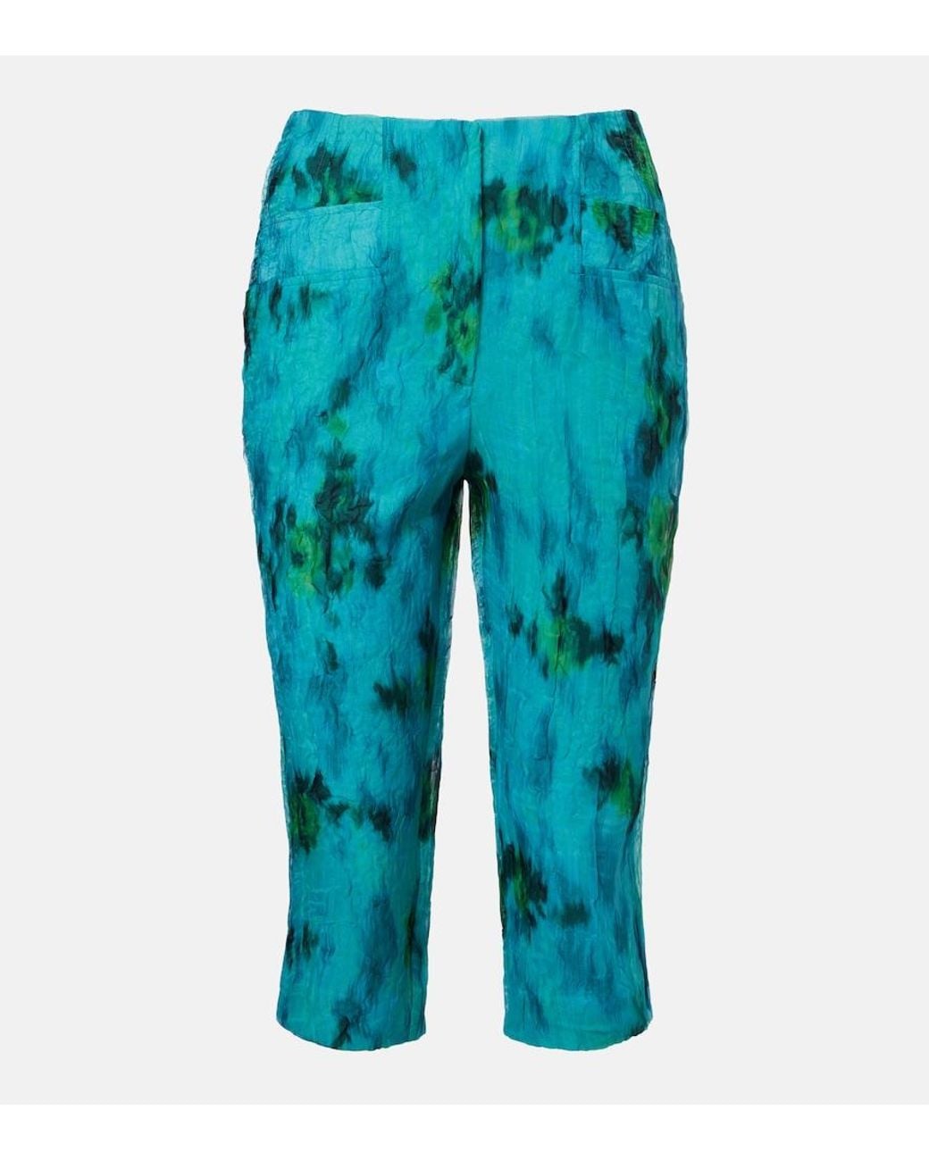 Ganni Blue Printed Capri Pants